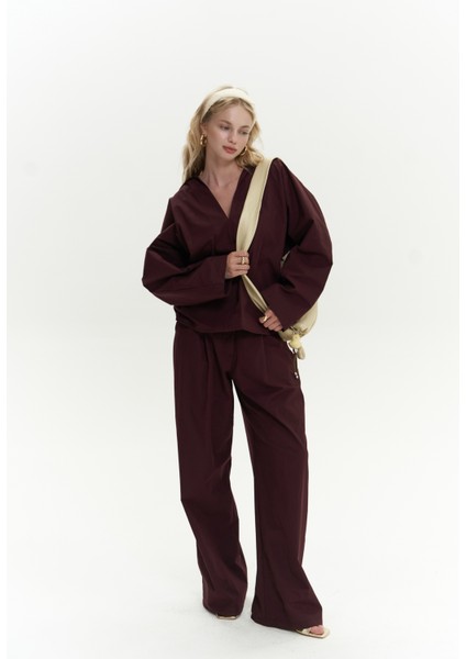 Blenham Bordo Gömlek Pantolon Takım