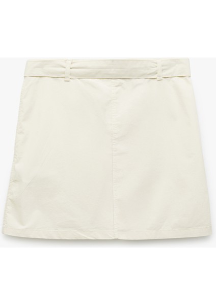 Pamuklu Kargo Cep Detaylı Kemerli Gabardin Etek fiyatları