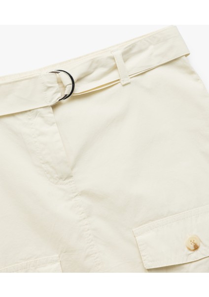 Pamuklu Kargo Cep Detaylı Kemerli Gabardin Etek modelleri