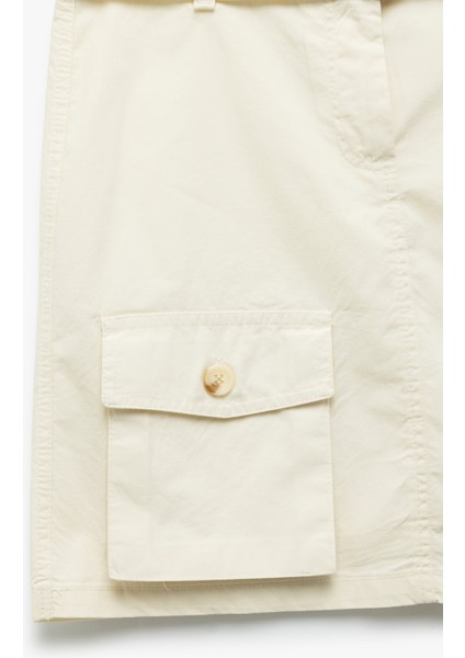 Pamuklu Kargo Cep Detaylı Kemerli Gabardin Etek fırsatları