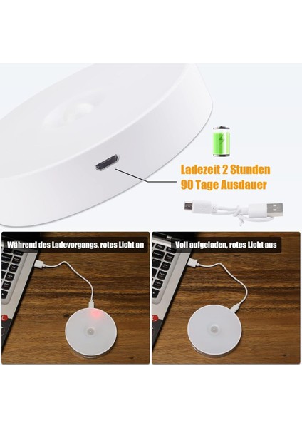 8 LED Şarjlı Hareket Sensörlü Banyo Dolap Merdiven Lambası Yapışkanlı Mıknatıslı Gün Işığı Aplik