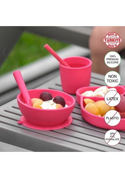 Silikon Bebek Beslenme Seti 6 Parça-Pembe