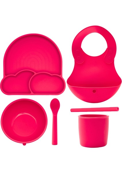Silikon Bebek Beslenme Seti 6 Parça-Pembe fırsatları