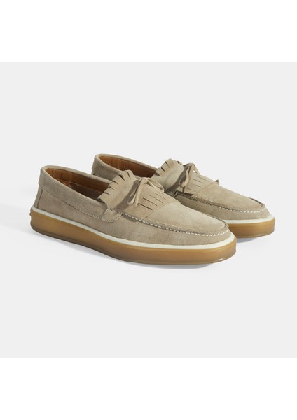 Erkek Bej Süet Püsküllü Loafer