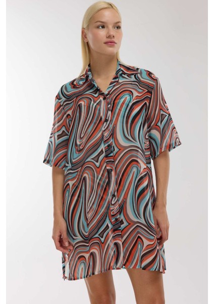 4805 Yeşil Desenli Plaj Elbisesi fiyatları