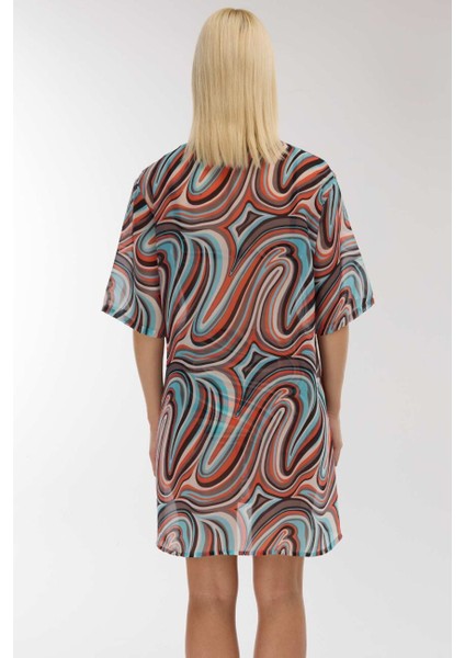 4805 Yeşil Desenli Plaj Elbisesi modelleri