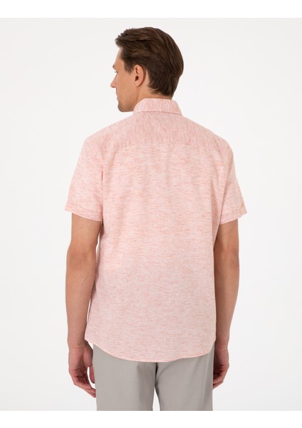 Erkek Mercan Keten Karışımlı Regular Fit Kısa Kollu Gömlek 50307067-VR186