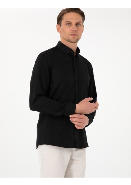 Erkek Siyah Oxford Slim Fit Kolay Ütülenebilir Gömlek 50306996-VR046 modelleri