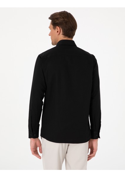 Erkek Siyah Oxford Slim Fit Kolay Ütülenebilir Gömlek 50306996-VR046 indirimleri
