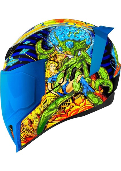 Airflite Bugoid Blitz Kapalı Motosiklet Kaskı Mavi Yeşil Turuncu fiyatları