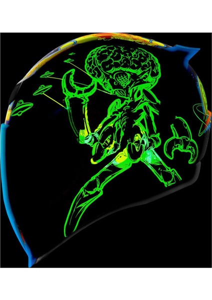 Airflite Bugoid Blitz Kapalı Motosiklet Kaskı Mavi Yeşil Turuncu indirimleri