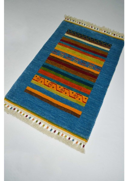 El Dokuma Mavi Renk Yün Tribal Halı 60X90 cm (0.54 M ) fiyatları