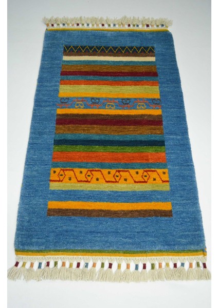 El Dokuma Mavi Renk Yün Tribal Halı 60X90 cm (0.54 M ) modelleri