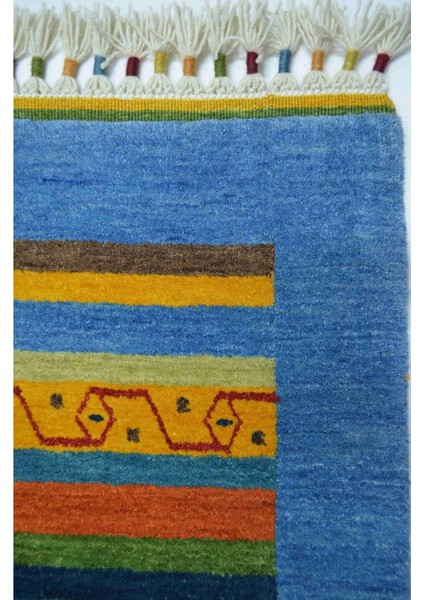 El Dokuma Mavi Renk Yün Tribal Halı 60X90 cm (0.54 M ) fırsatları