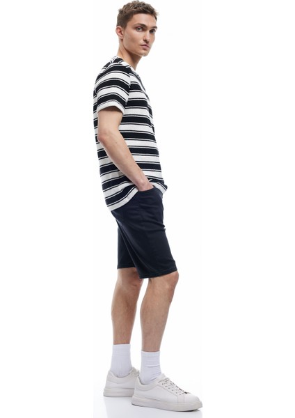 Bermuda Slim Fit Beli Bağcıklı Denim Şort