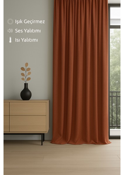 Lüks Kiremit Elegance Işık Geçirmez Karartma Perde