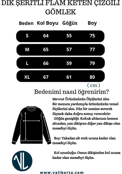 Dik Şerit Çizgili Flam Keten Gömlek - Mavi