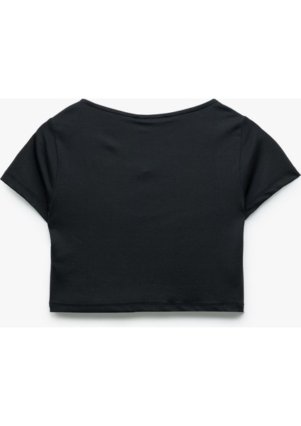 Slim Fit Kısa Kollu U Yaka Crop Tişört