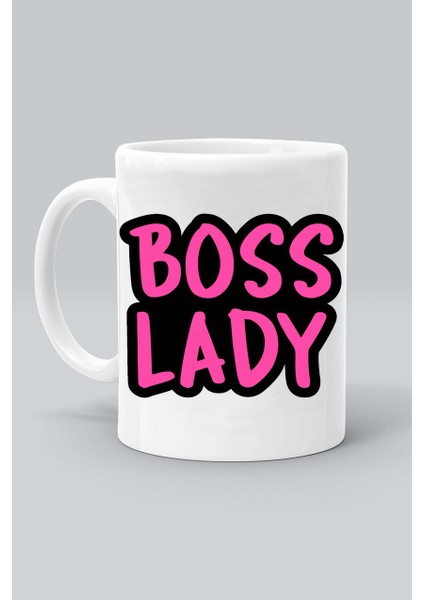 Patron Kadın Boss Lady Baskılı Beyaz Klasik Kupa Bardak