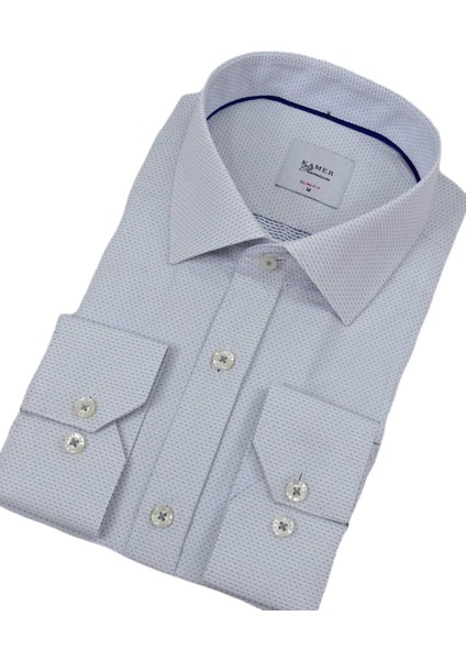 Erkek Puantiyeli Slim Fitt Uzun Kol Gömlek 2402 BGL-ST04385