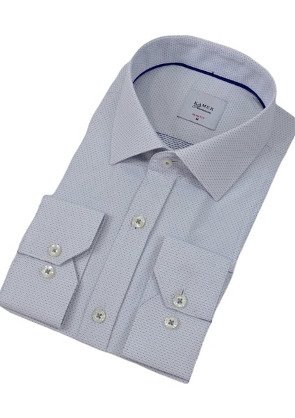 Erkek Puantiyeli Slim Fitt Uzun Kol Gömlek 2402 BGL-ST04385
