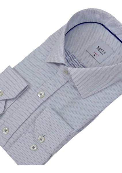 Erkek Puantiyeli Slim Fitt Uzun Kol Gömlek 2402 BGL-ST04385