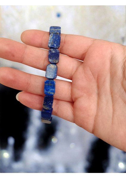 Yassı Kare Kesim Lapis Lazuli ( Bilgelik Ifade ) Bileklik