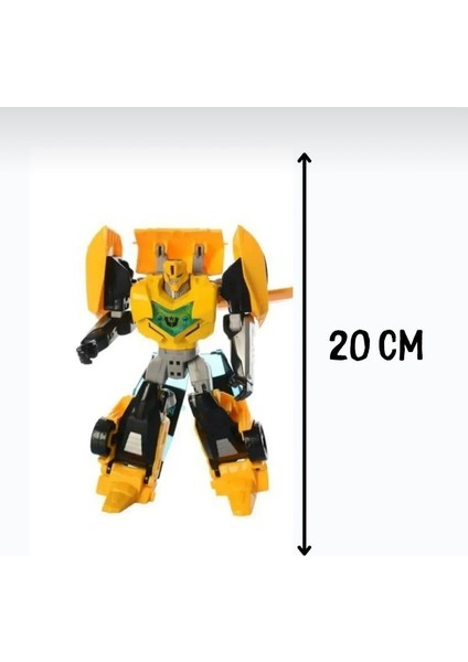 Oyuncak Robota Dönüşen Metal Transformers Robot Bumblebe ve Optimus Prime Araba 2'li Set 20 cm