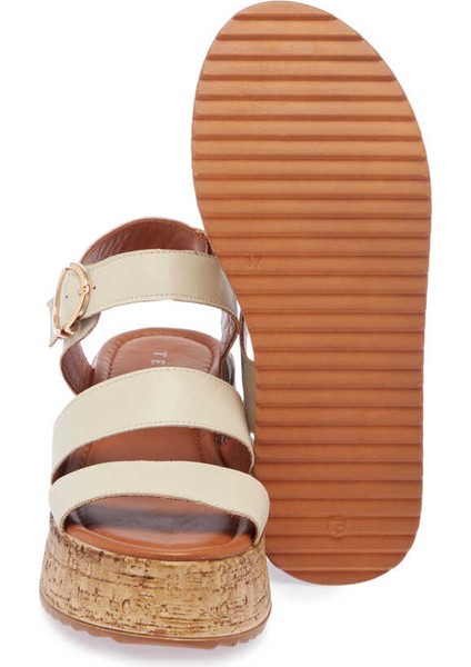 Bej Hakiki Deri Kadın Sandalet - K24Y1SN67244-A25 fırsatları