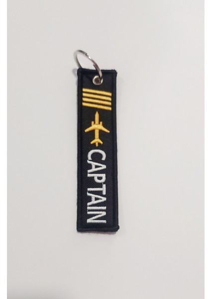 4 Sırma Captain (Kaptan) Uçak Nakışlı Bez Anahtarlık