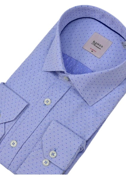 Erkek Puantiyeli Slim Fitt Uzun Kol Gömlek 2382 BGL-ST04377 fırsatları