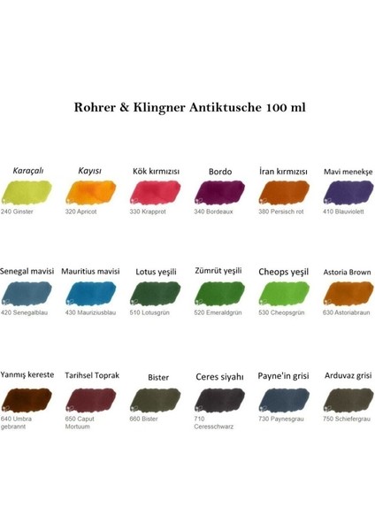Rohrer &klingner Antik Mürekkep 28-Modern Sanatçılar Için Profesyonel Mürekkep 100ML 420-SENEGALBLAU
