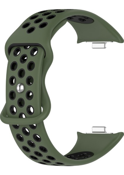 Xiaomi Redmi Watch 4 Uyumlu Kordon Delikli Silikon Yeşil Siyah