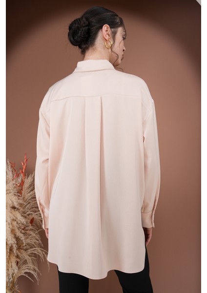 Oversize Kadın Saten Gömlek