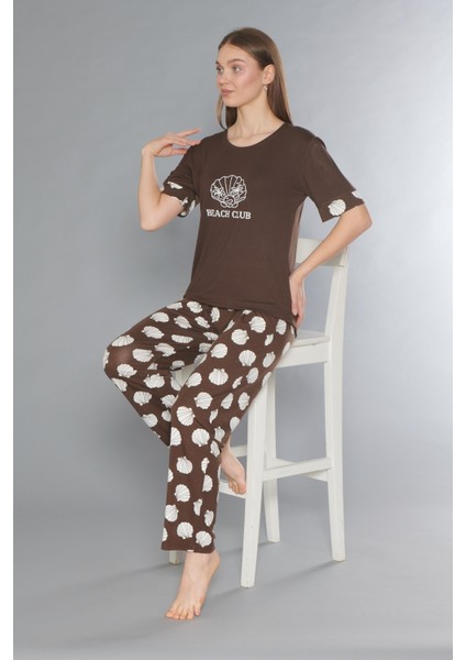 Kısa Kol Yazlık Viskon Pijama Takımı Beach Club Flz 88-110 fiyatları
