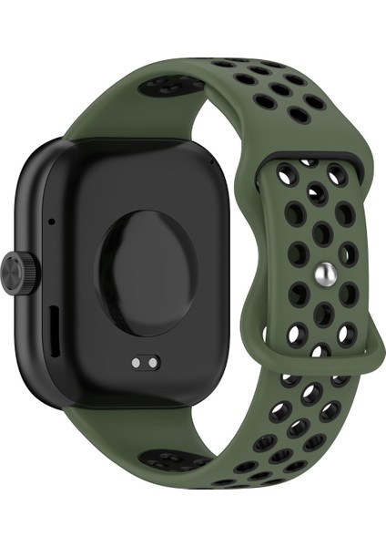 Xiaomi Redmi Watch 4 Uyumlu Kordon Delikli Silikon Yeşil Siyah modelleri