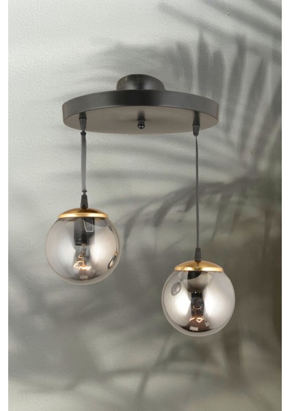 Sarkıt Tepsi Siyah 2'li Füme Glop Camlı Düz Aşağı Bakan Lüks Avize fiyatları