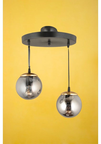 Sarkıt Tepsi Siyah 2'li Füme Glop Camlı Düz Aşağı Bakan Lüks Avize modelleri