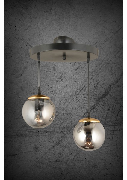 Sarkıt Tepsi Siyah 2'li Füme Glop Camlı Düz Aşağı Bakan Lüks Avize fırsatları