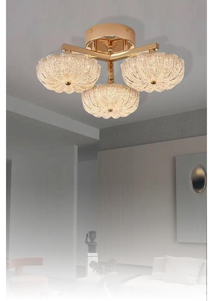 6095-3 Sarı 3 Renk LED Avize