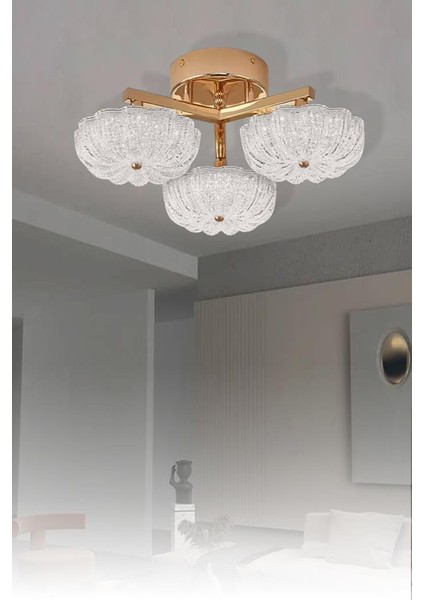 6095-3 Sarı 3 Renk LED Avize