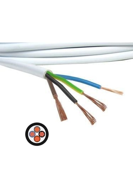 Ttr Cca Çok Telli Elektrik Kablosu Topraklı Bakır Iletken Trifaze Beyaz Kablo 4x1.5 mm 100 Metre fırsatları