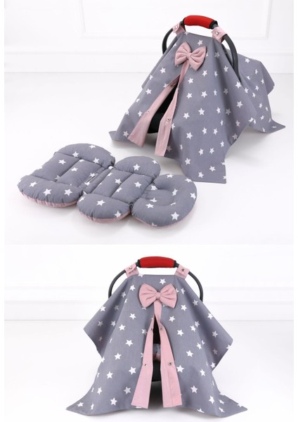 Bel Destekli Puset Minderi ve Örtüsü Takımı - Gri Pudra - 2 Parça fiyatları