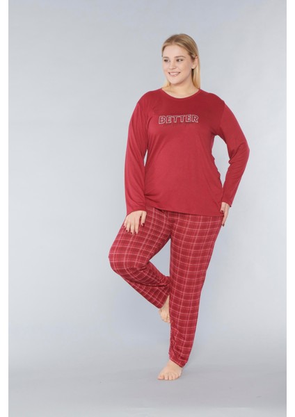 Büyük Beden Battal Uzun Kol Mevsimlik Pijama Takımı Viskon Alperi B790-31 fiyatları