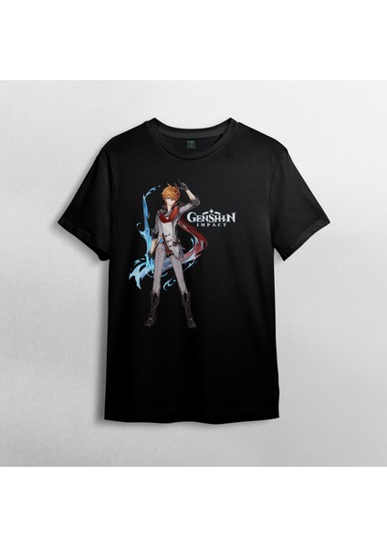 Genshin Impact Tartaglia Unisex %100 Pamuklu Bisiklet Yaka T-Shirt fiyatları