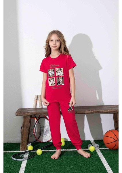 Kız Çocuk Mini Desenli Kırmızı Pijama Takımı fiyatları