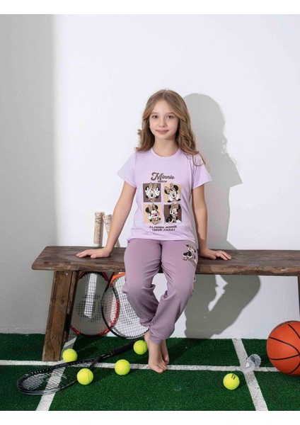 Kız Çocuk Mini Desenli Lila Pijama Takımı fiyatları
