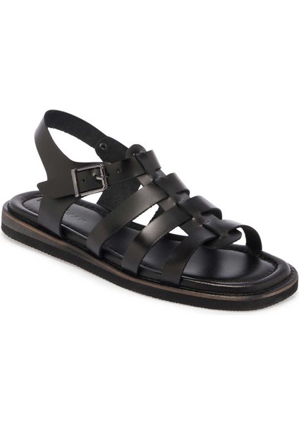 Siyah Hakiki Deri Kadın Sandalet - K24Y1SN67127-A23