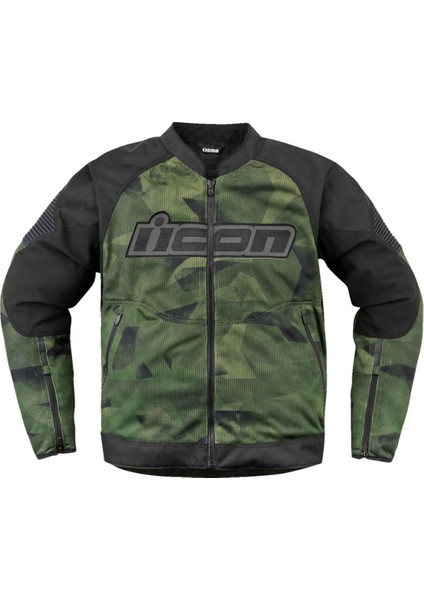 Overlord 3 Mesh Camo Korumalı Motosiklet Montu Siyah Yeşil