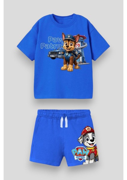 Erkek Çocuk Pamuklu Paw Petrol Baskılı T-Shirt ve Şort Takım